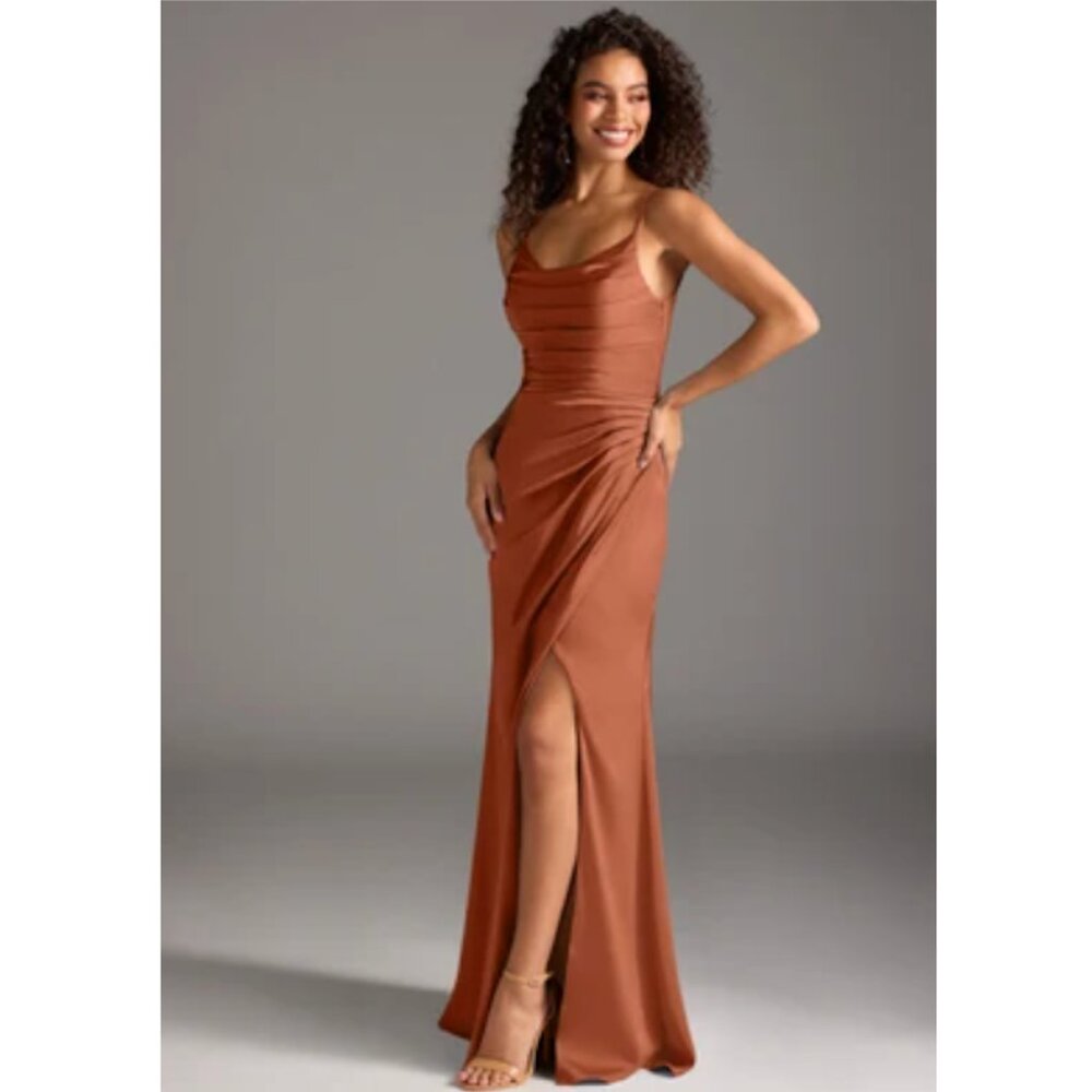 NWT Azazie Deandra Cedar Rose Stretch Satin Size A14
